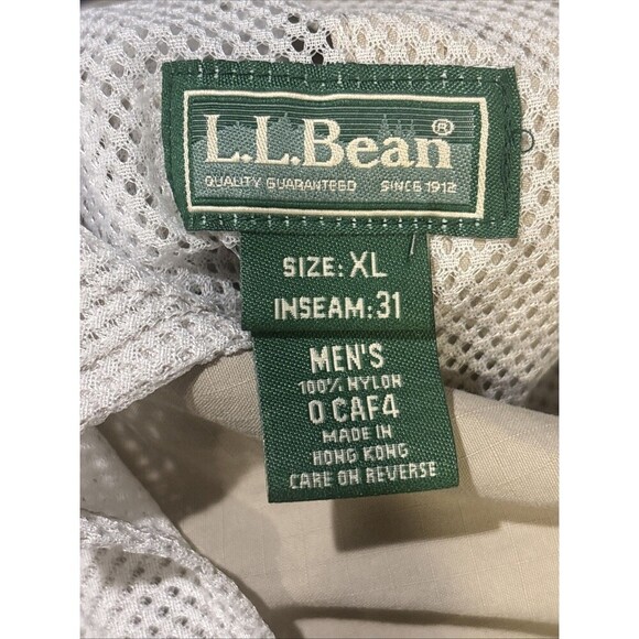 LL Bean Hiking Pants Men's XL Khaki Tan Nylon Straight Gorpcore Stowaway Belted - Picture 16 of 16